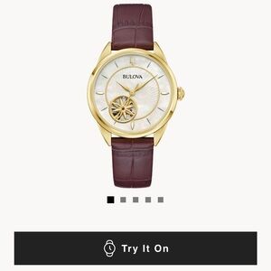 Bulova Gold and Brown Classic Watch with Leather Strap